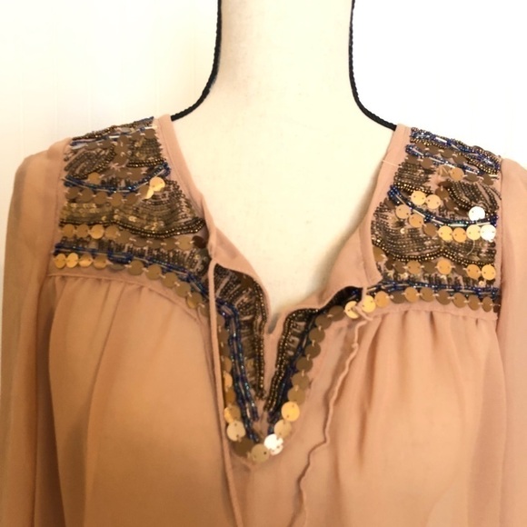 BKE Boutique Sheer Beaded Blouse - Picture 2 of 4